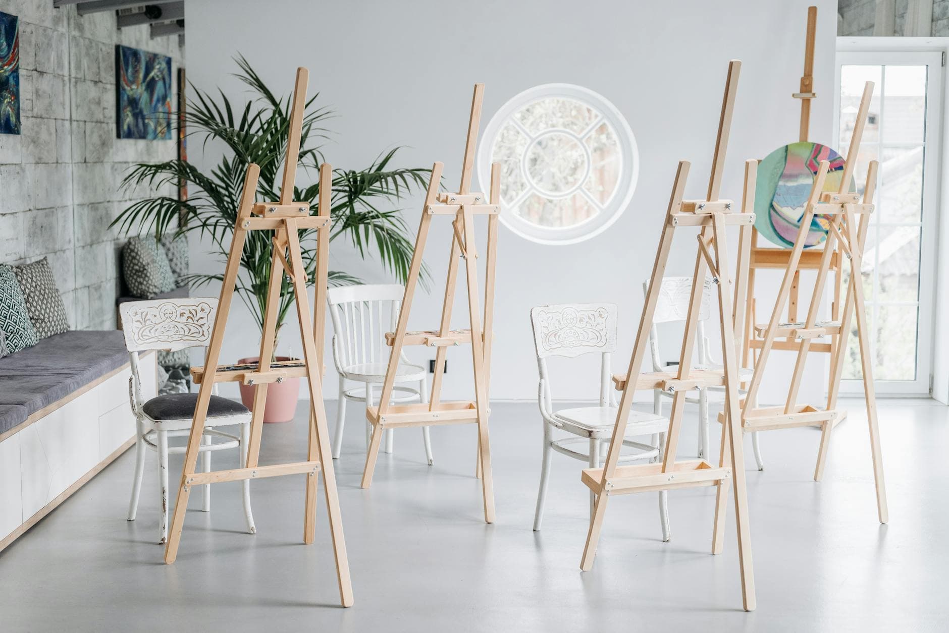 Shared art studio with easels